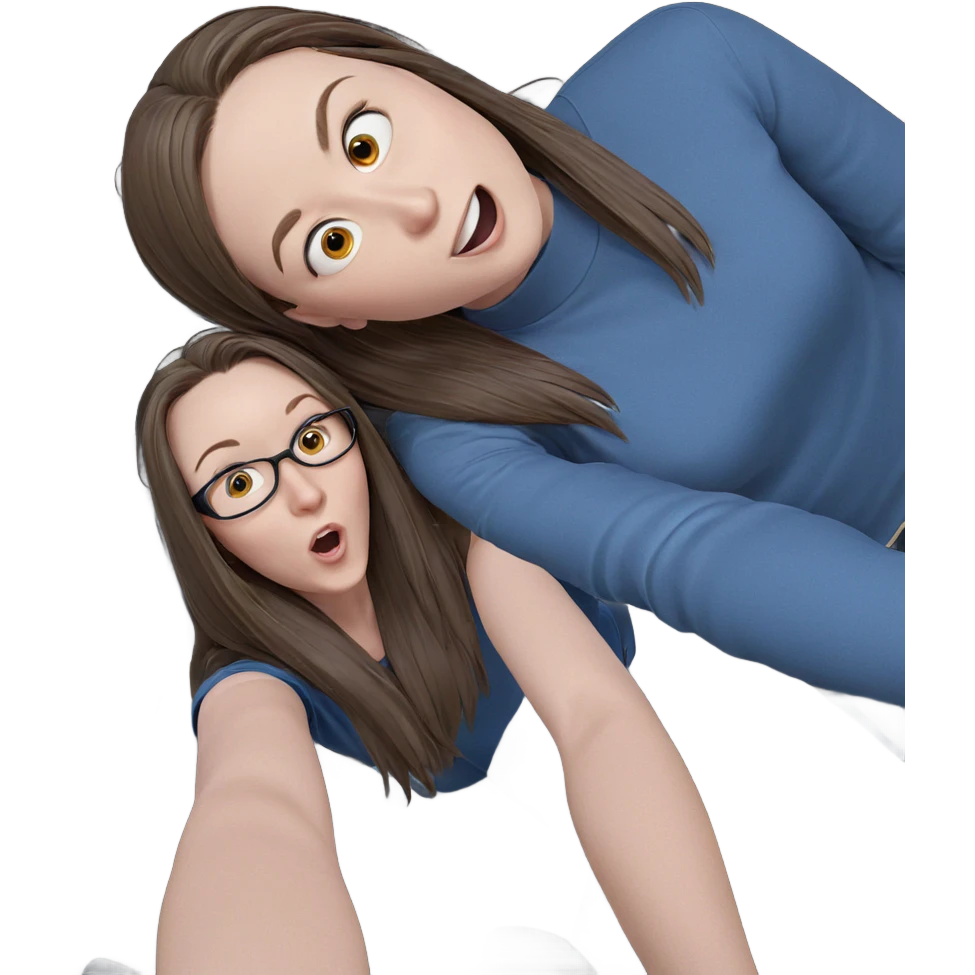 two girls selfie moment emoji