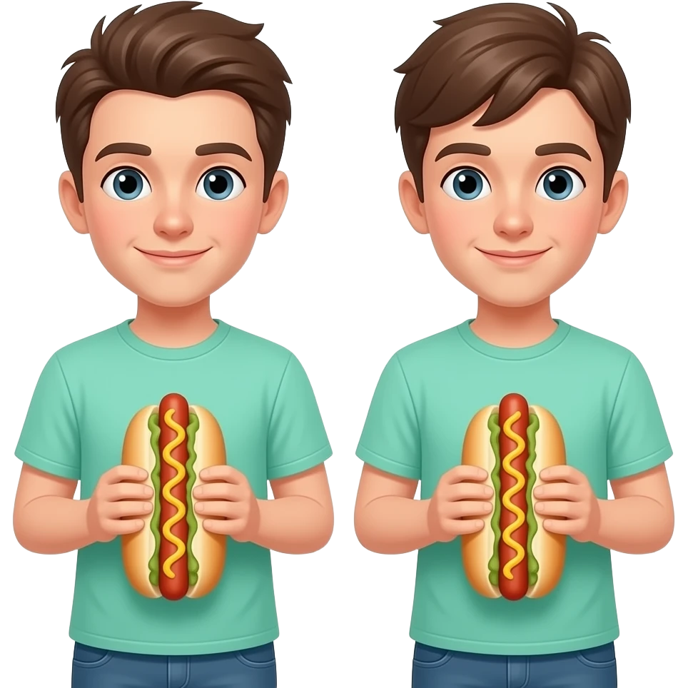 Doublemint twins twinning with hot dogs emoji