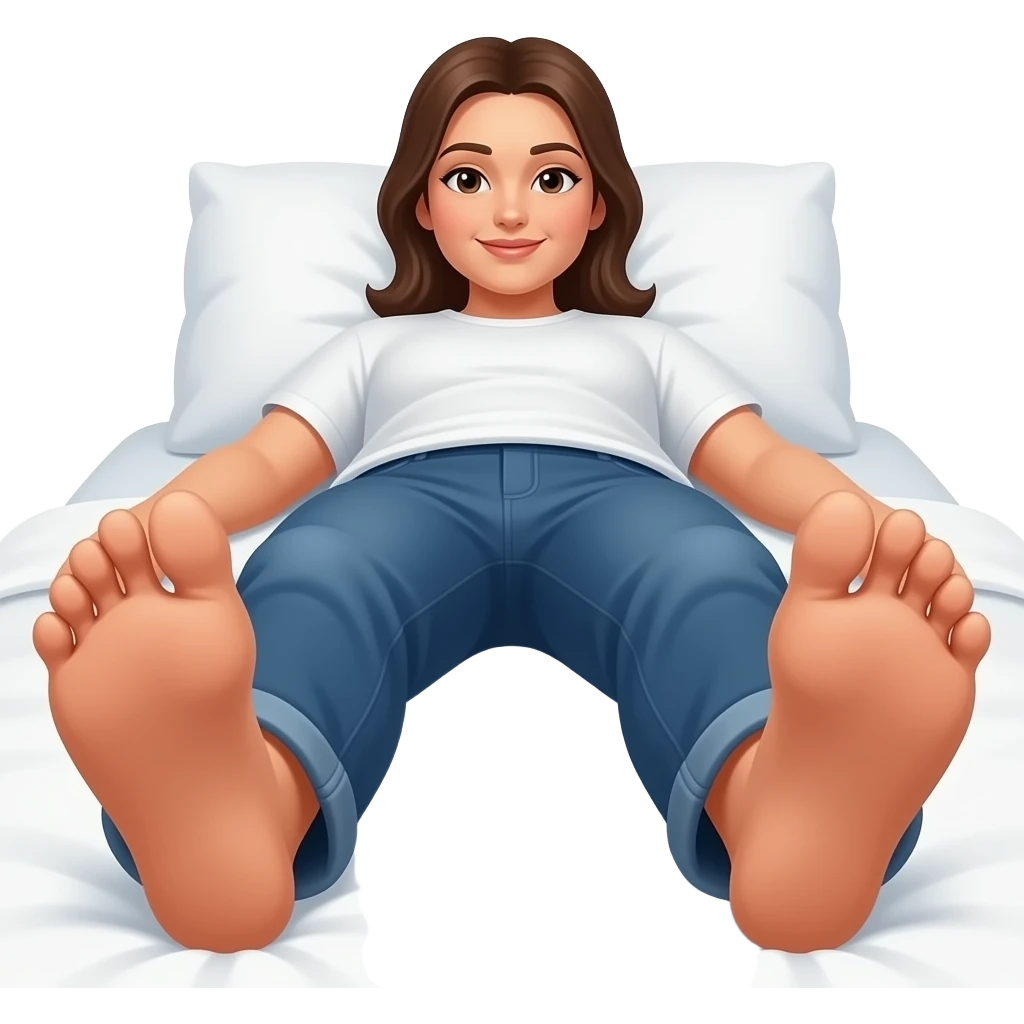 Women lying on chest of man, man below her. Only feet visible of both showing woman is on top man. . Showing couple intimate moments on bed. emoji