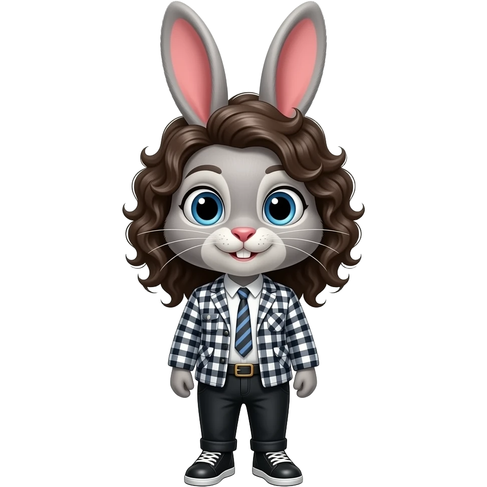 rabbit Hair Dresser front facing with outfit, emoji