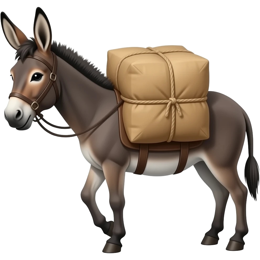 Cartoon 2d mule carrying load emoji