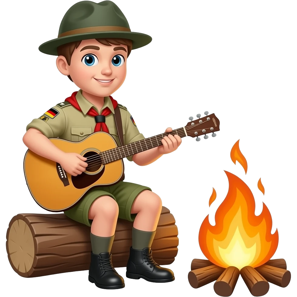 deutscher scout mit   guitar und campfire emoji
