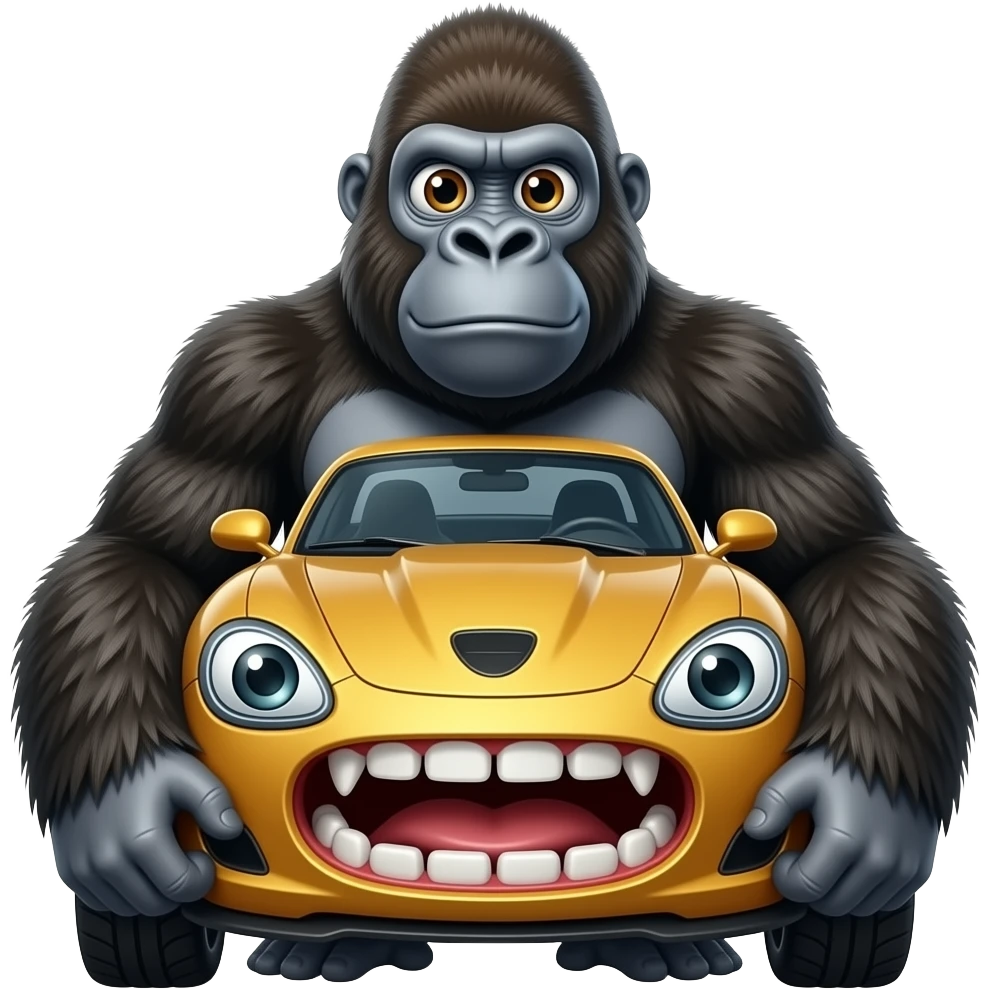 GORILA TRANSFORMED INTO CAR WITH BIG HUMAN EYES AND TEETH emoji