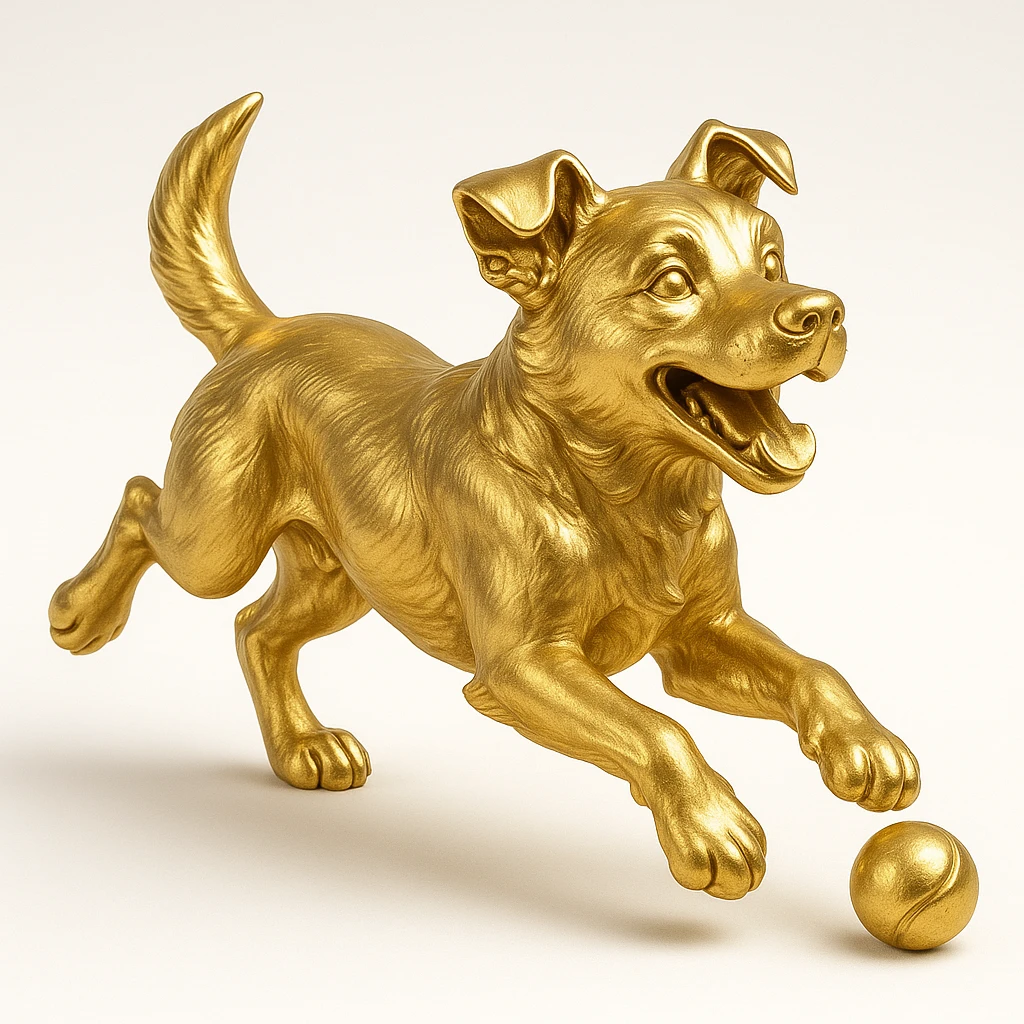 happy dog running after ball emoji