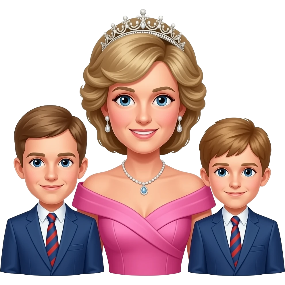 princess diana with her sons she wears a pink gown emoji