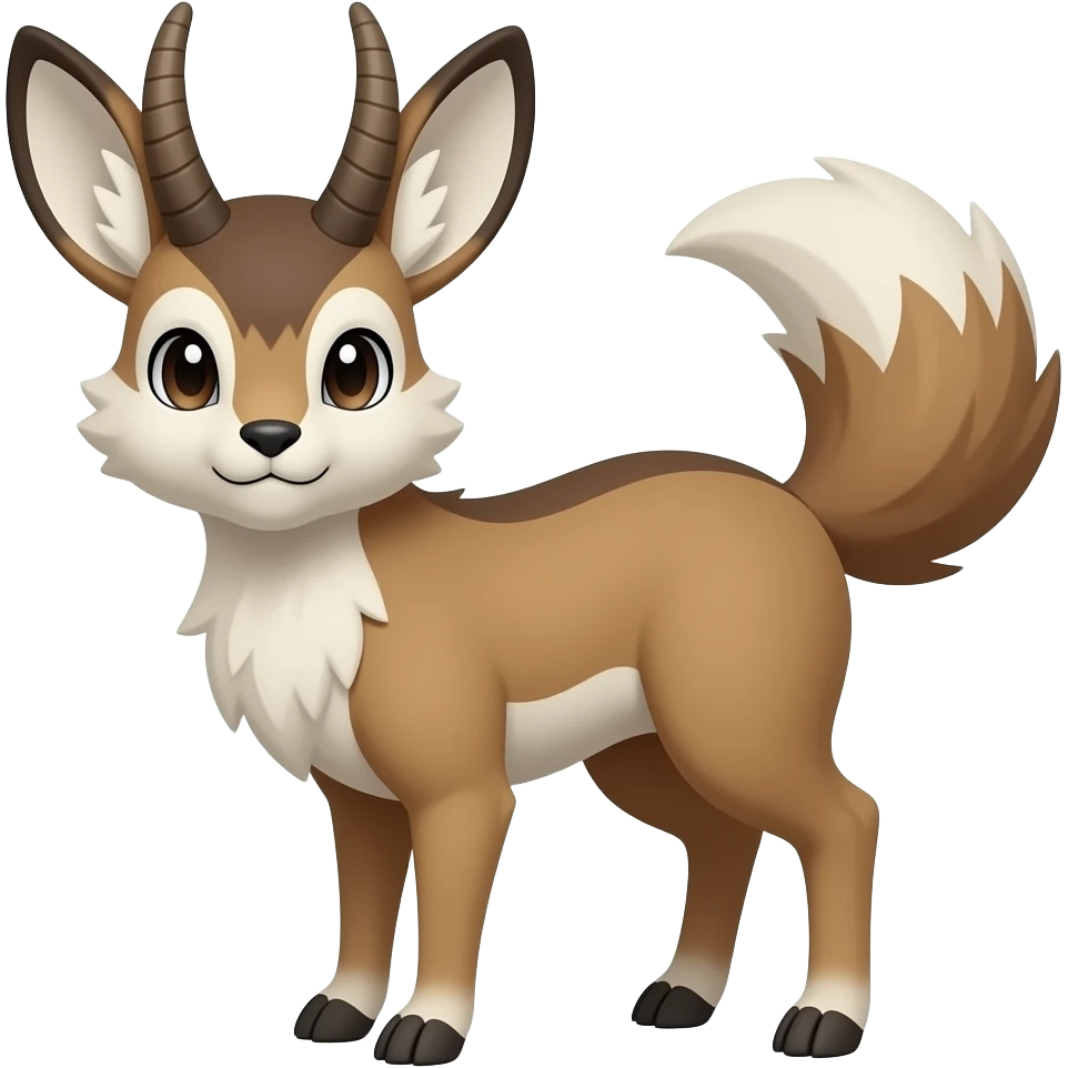 Trico-Buneary-Jackalope-fusion-hybrid-animal-creature with tufted ears, tufted tail emoji