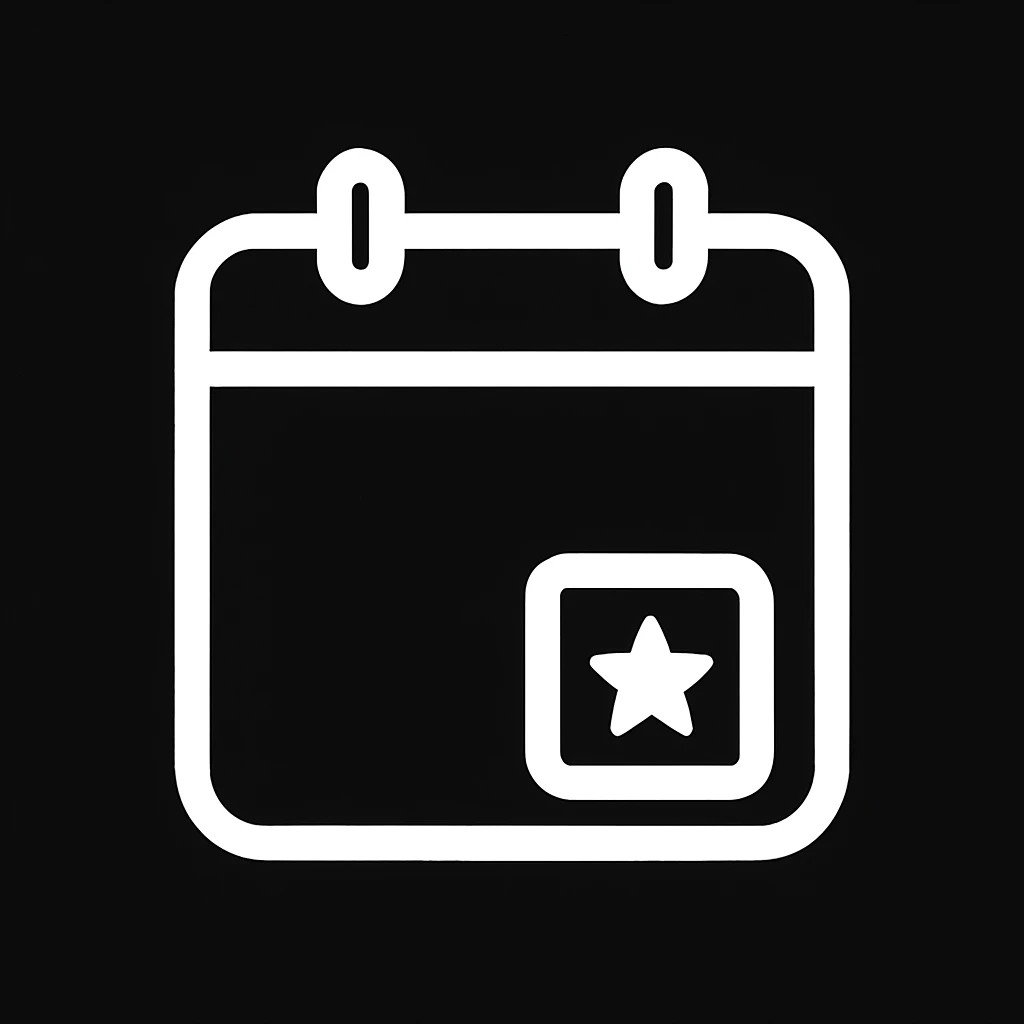 white Vector minimalistic and elegant icon of "events" ,black solid background, filled inside (inspire this refrence icon),  emoji