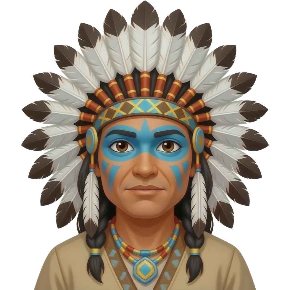 Native American man with headdress with face paint emoji