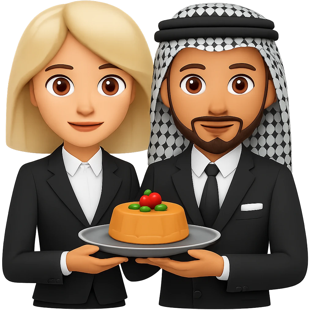 Add a traditional Arab headscarf (keffiyeh) to the man in the emoji style. Keep the style consistent with emoji style and no background (transparent). emoji