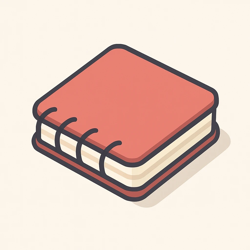 notebook, 3D isometric style, clean, modern, slight shadow, no text, white pages, simple cover, minimal details emoji