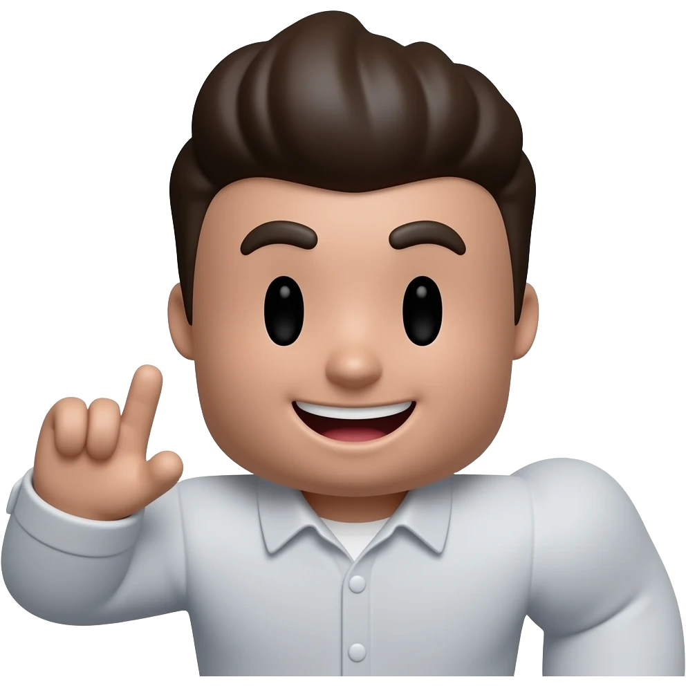 Quiero un personaje de roblox sonriendo y la mano arriba emoji