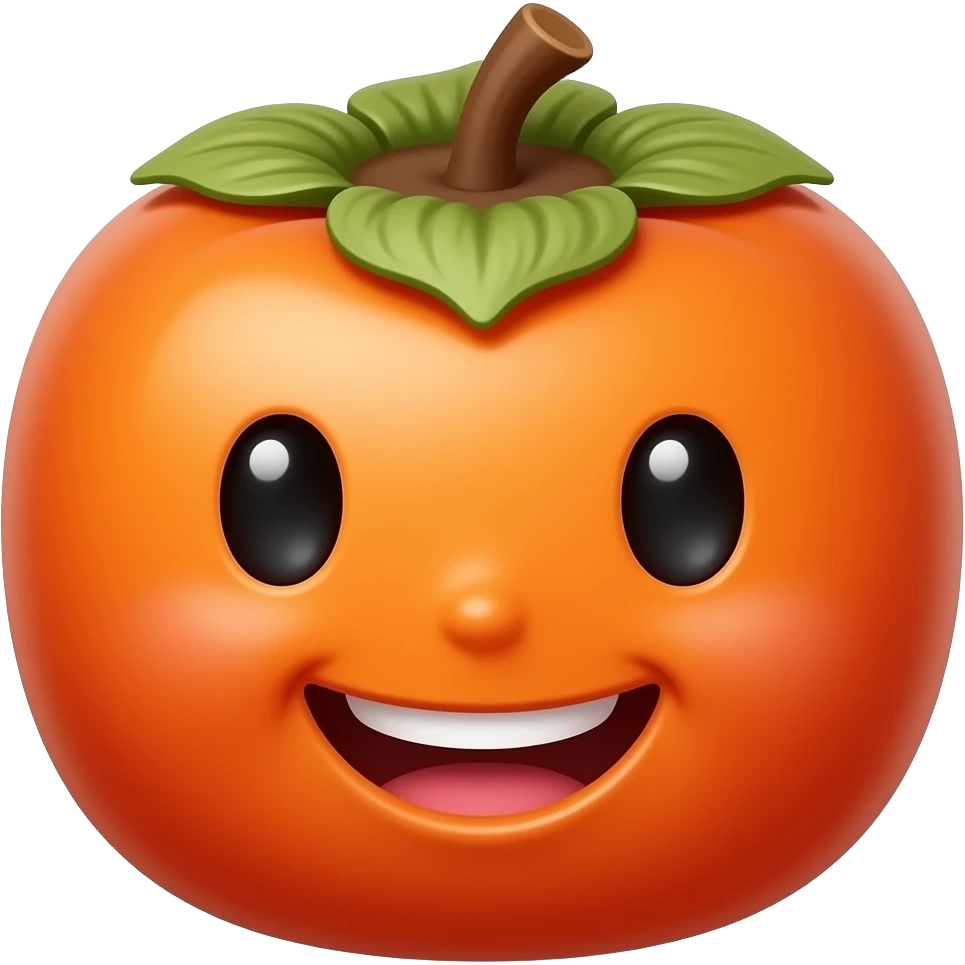 cheerful dark-skinned persimmon fruit emoji