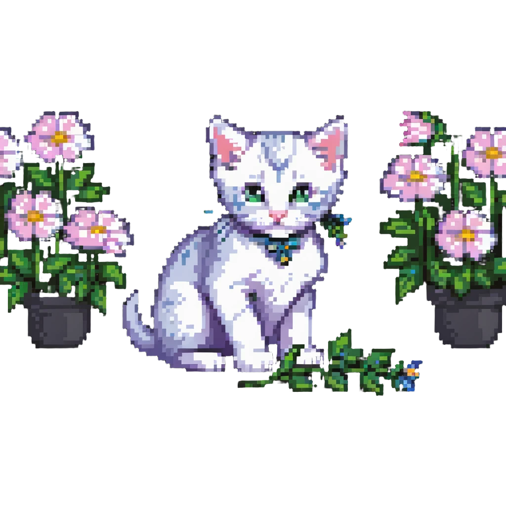 Kitten smells flowers emoji