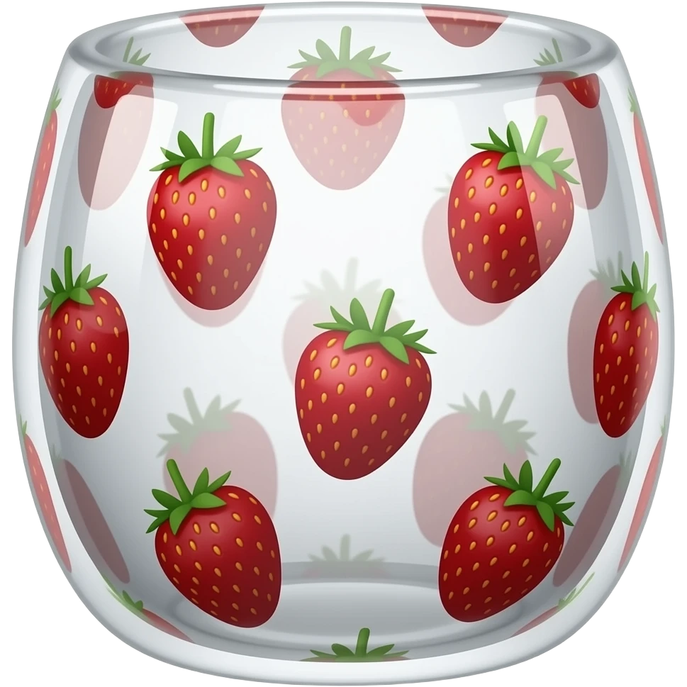 A glass that has the design of strawberries 🍓 emoji