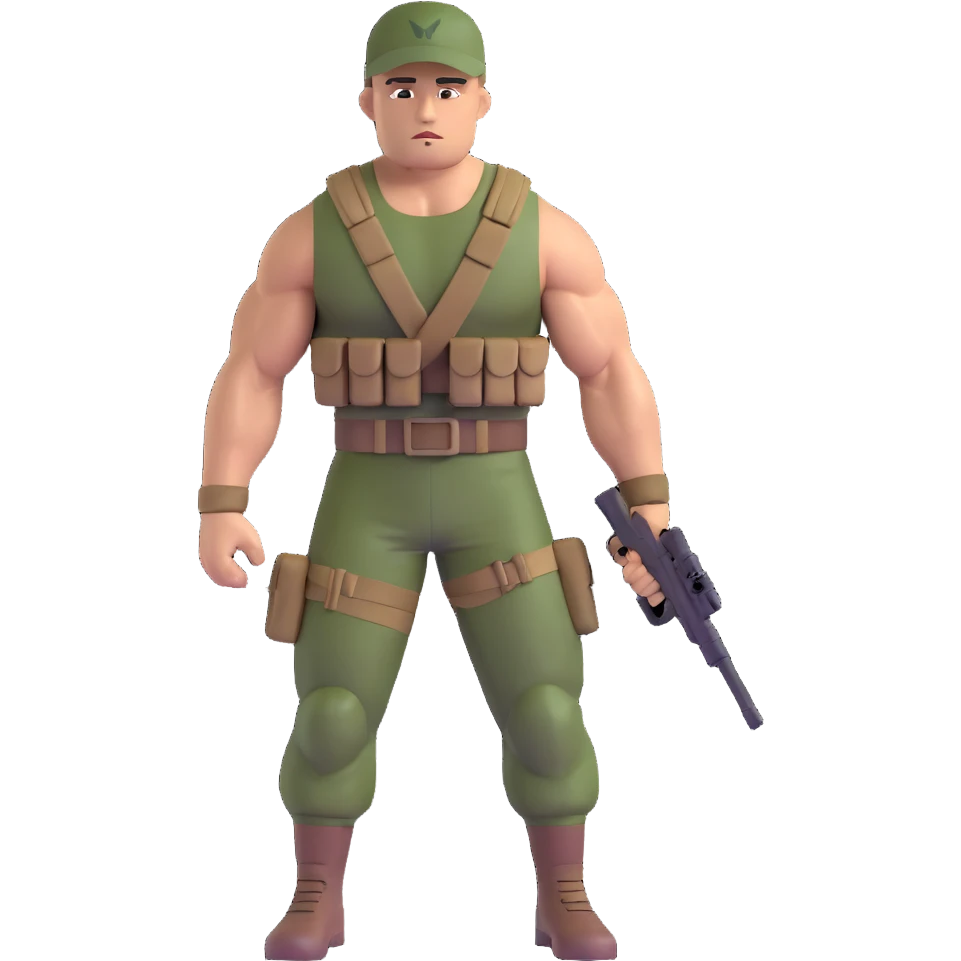 Carl Weathers as Dillon from Predator movie, muscular man in jungle combat gear emoji
