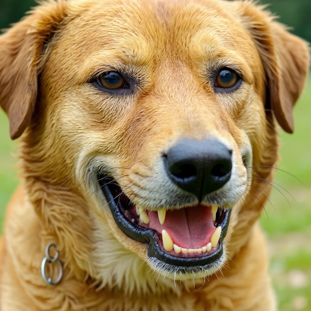 Remove the background and make the red heart in the dog's mouth much bigger, keeping the style realistic with clean edges. emoji
