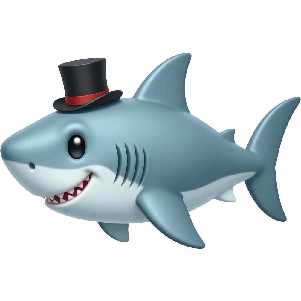 Shark with a top hat emoji