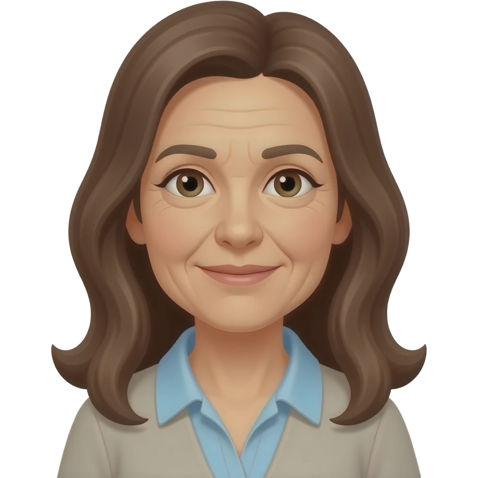 woman in her 60s with long brown hair emoji