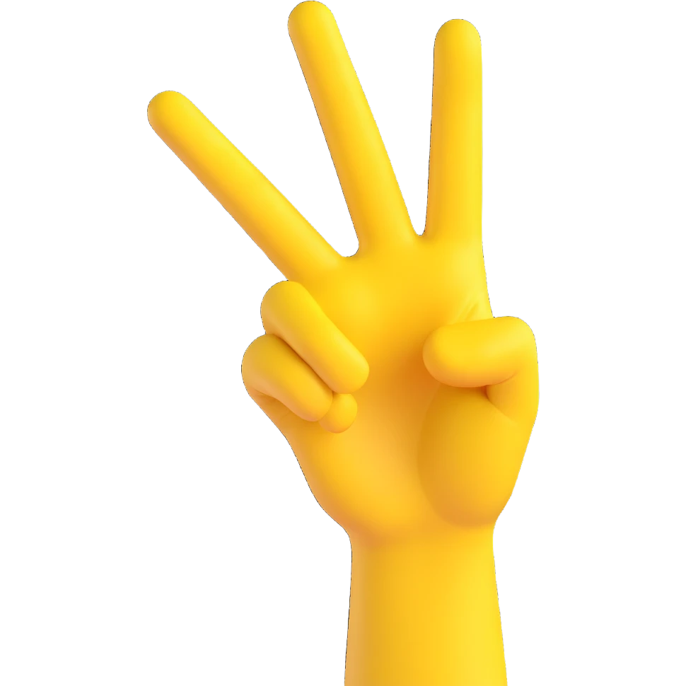 yellow hand making the 'OK' gesture, 3D emoji style, with a peace sign on the wrist emoji