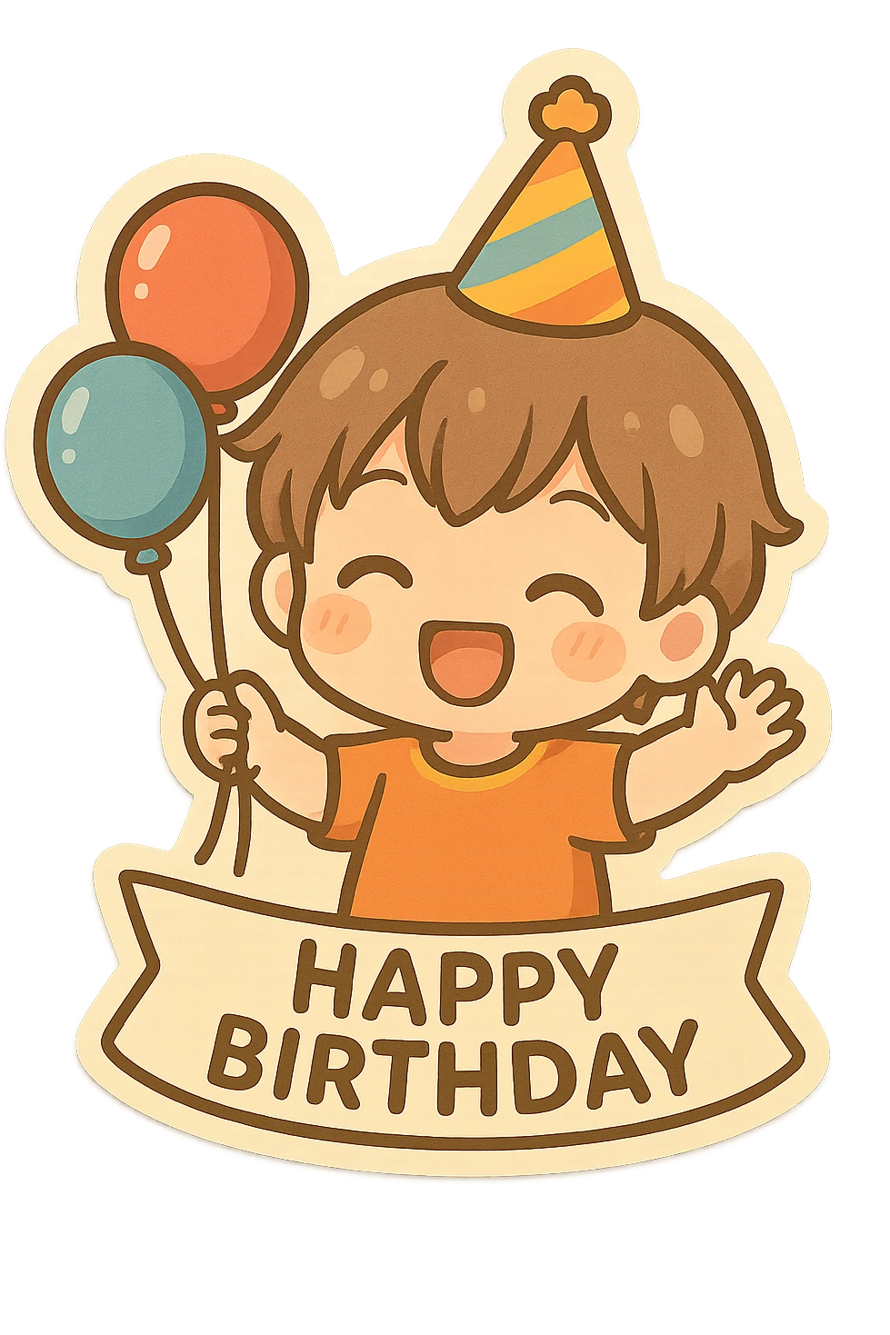 happy birthday, balloons, cheerful, party hat emoji