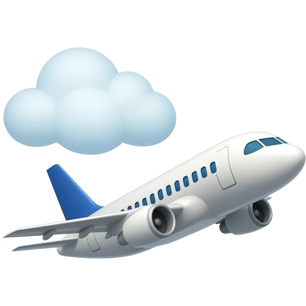 Самолёт летит красиво в облаках emoji
