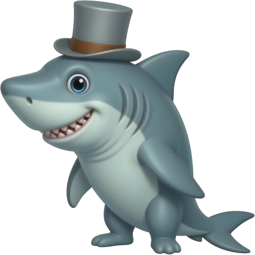 Shark with a top hat emoji