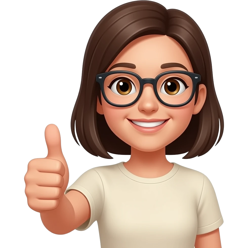 Girl with glasses and thumbs up 👍🏻 and without body emoji