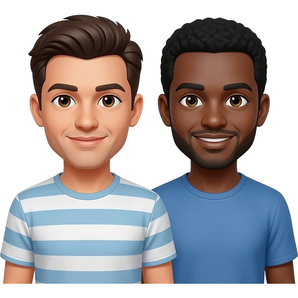 Gay couple of a mixed man and a black man emoji