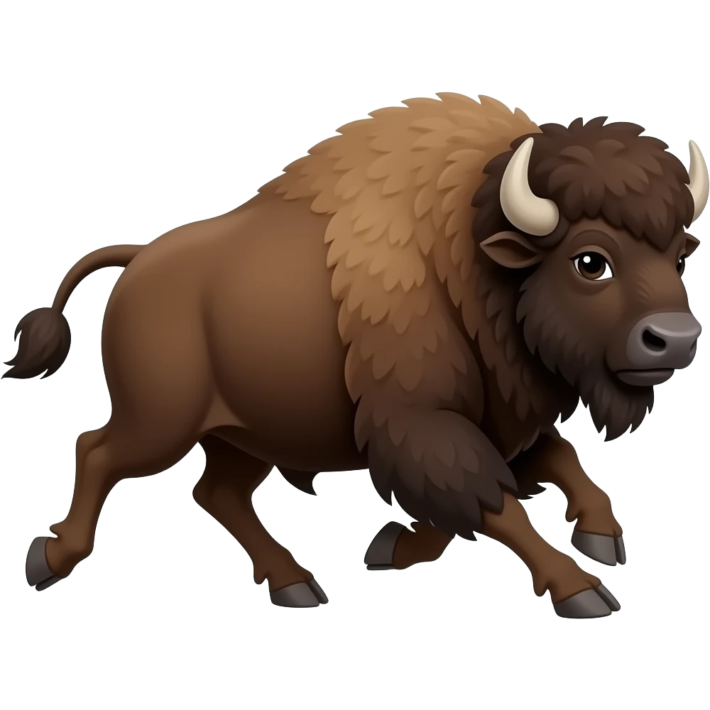 Cartoon bison running emoji