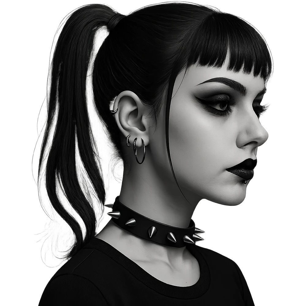 goth black white profile pic 3d  , remove background  emoji