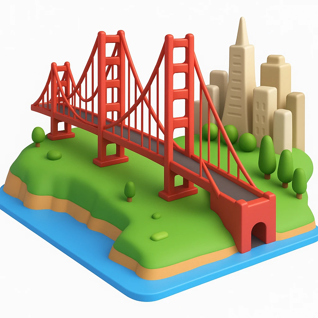 Add Golden Gate Bridge to San Francisco in 3D emoji style emoji