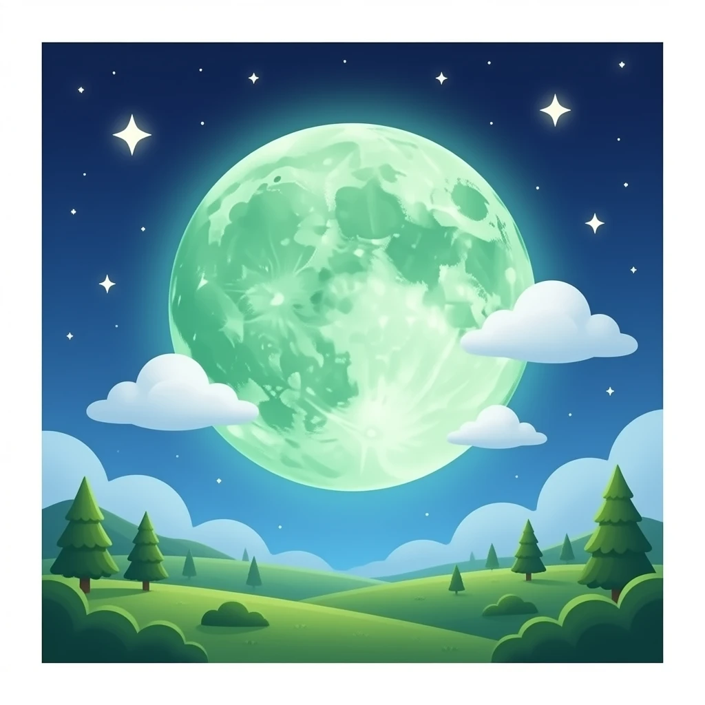 magic green moon with cloud emoji