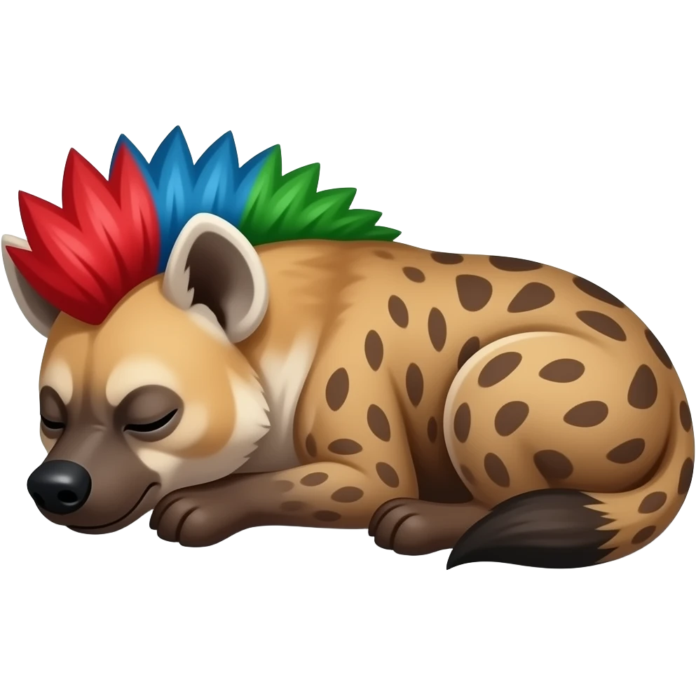 hyène punk cheveux rouge bleu et vert qui dort emoji