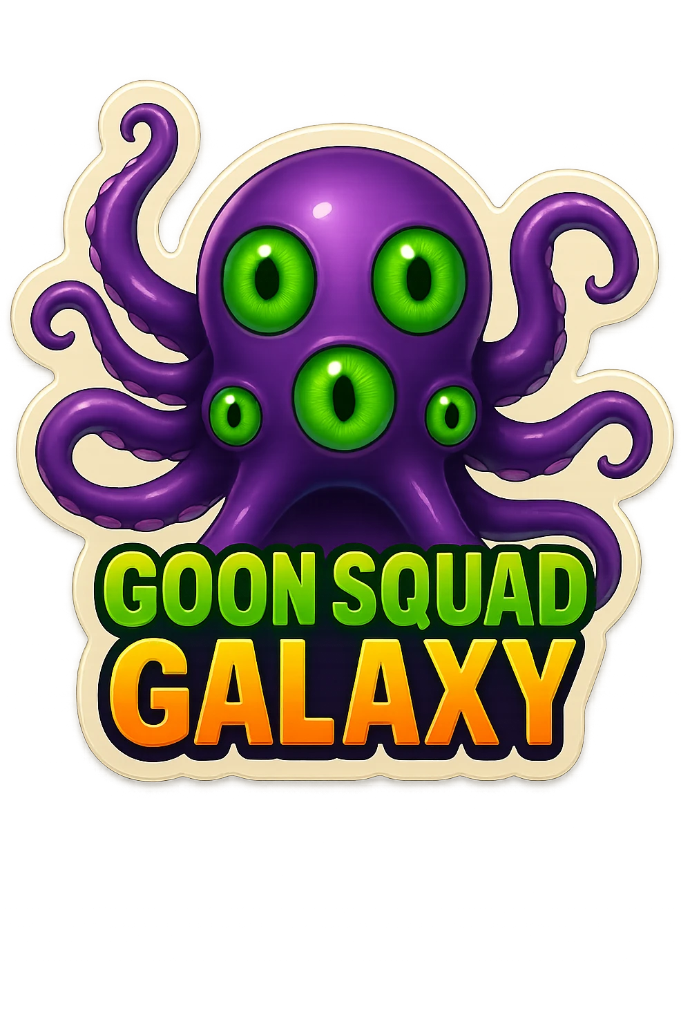The card back for the card game "Goon Squad Galaxy". make it weird.  emoji