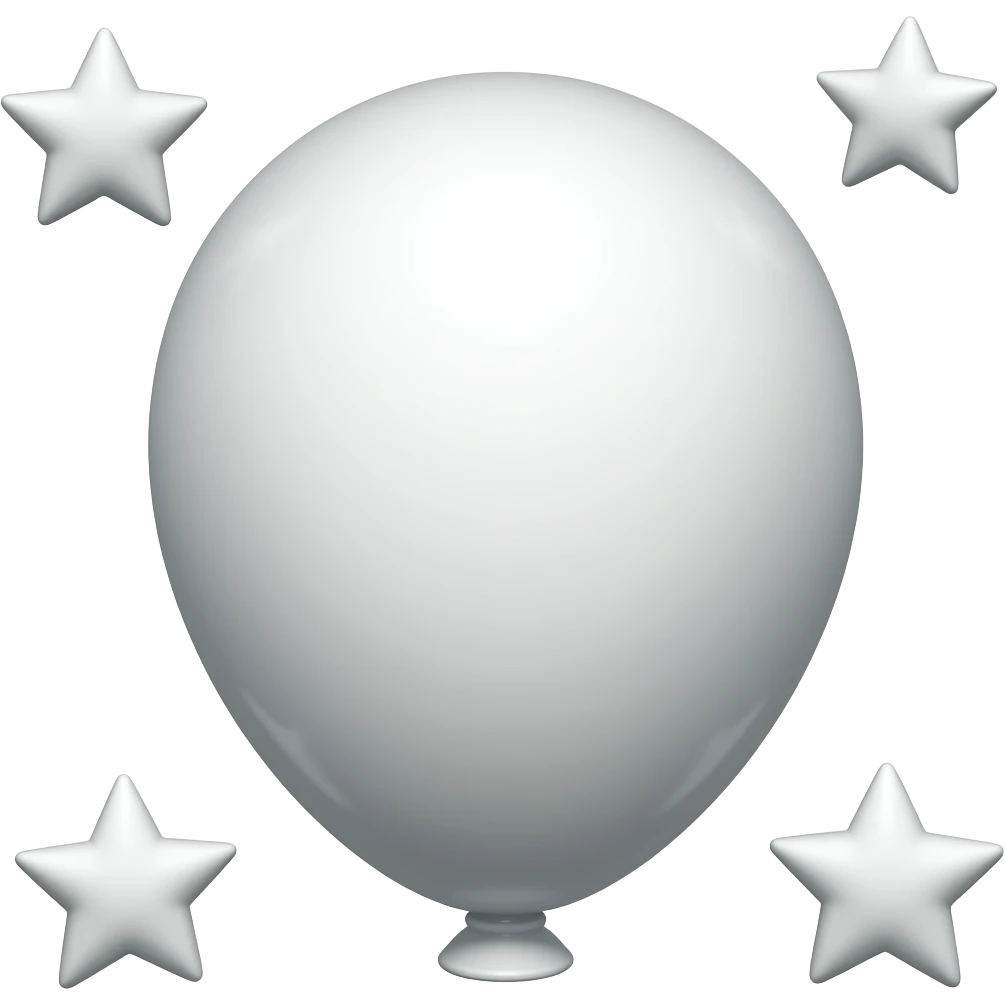 White balloon with 5 little stars around the balloon on different places emoji