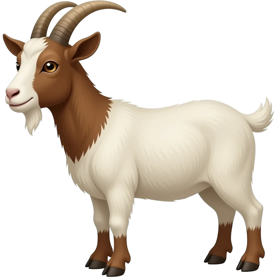 Hazme una cabra Con el cuello y las patas marrones. Tiene bañas cortas emoji