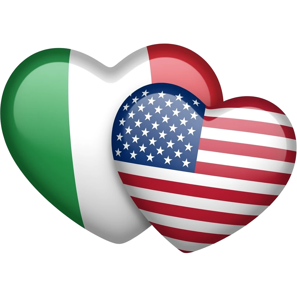 Italian flag heart American flag heart together emoji