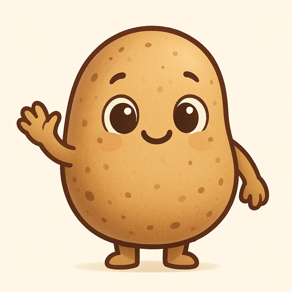 A cute potato emoji waving emoji
