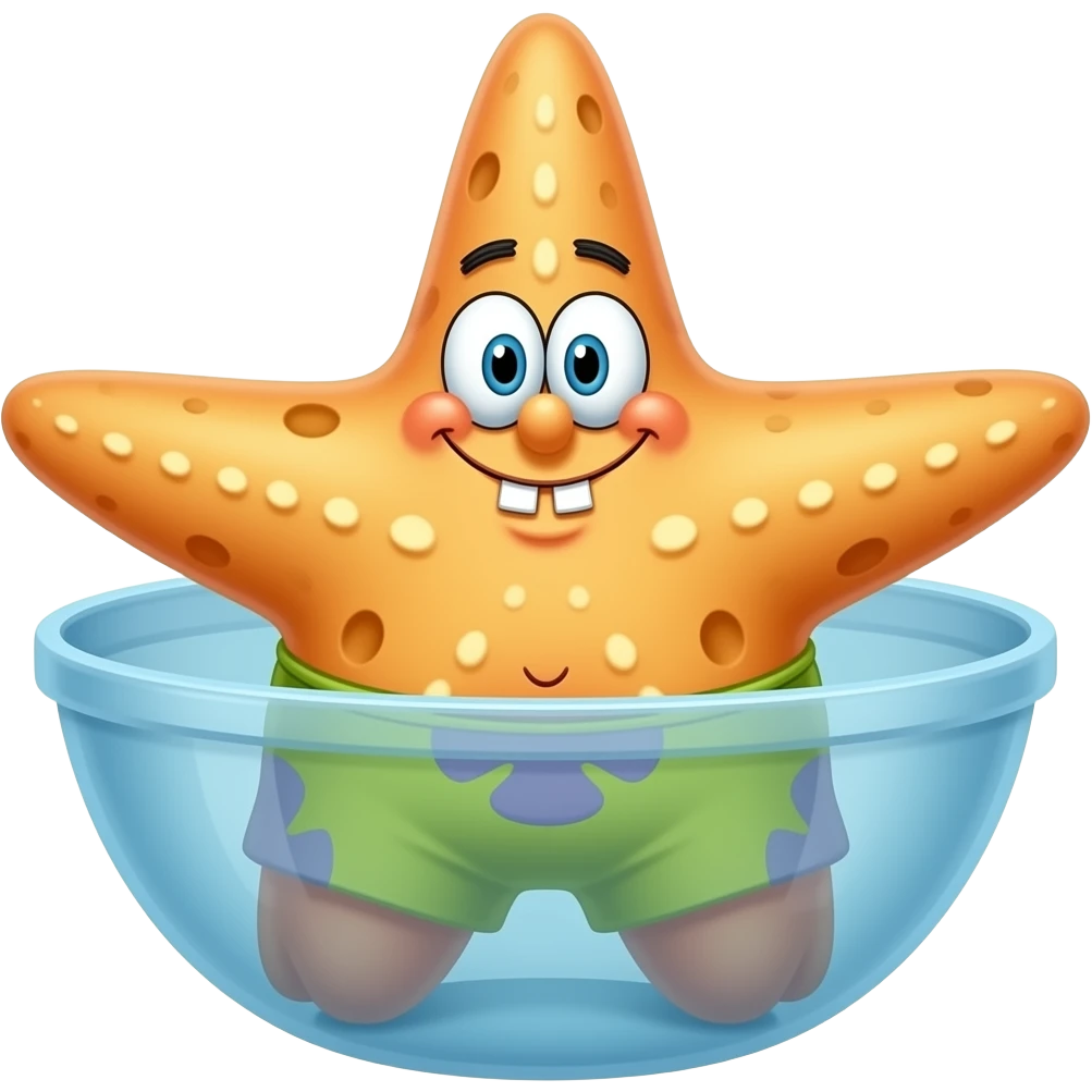 ستاره دریایی که شبیه شخصیت برنامه کودک پارتریک باشه در مقجوعه با اسفنجی emoji