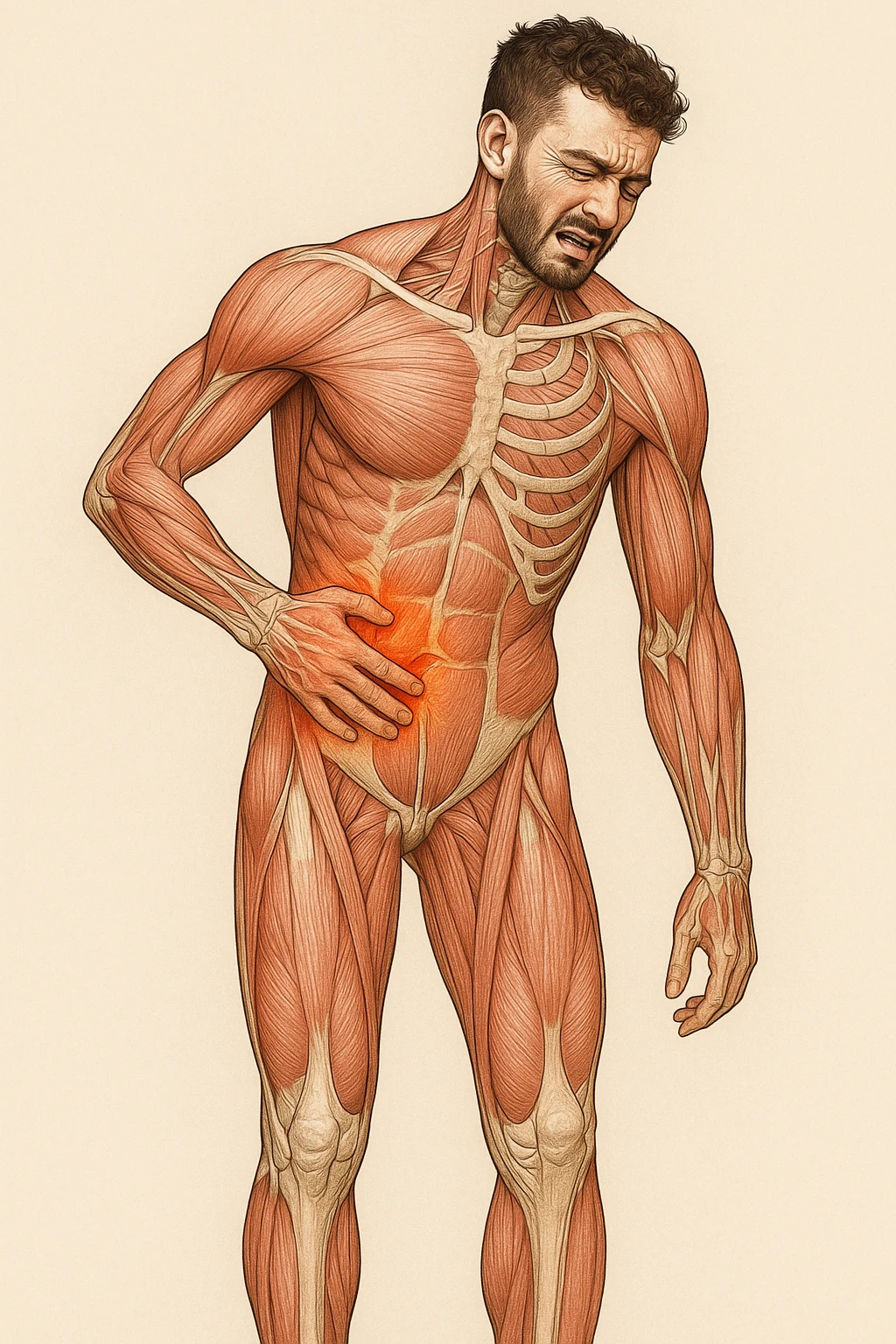 Uomo con dolore per infortunio vista anatomica in piedi emoji