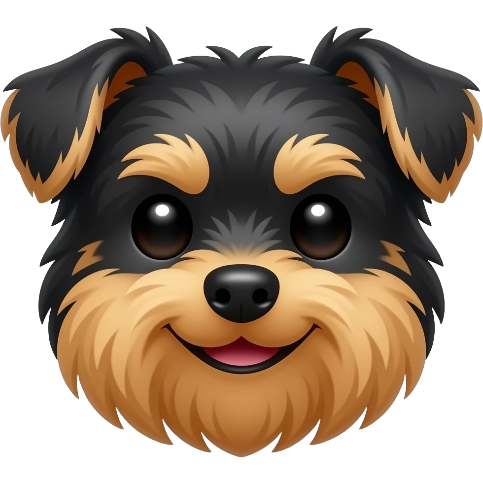 Droopy ear black and tan yorkie happy face emoji