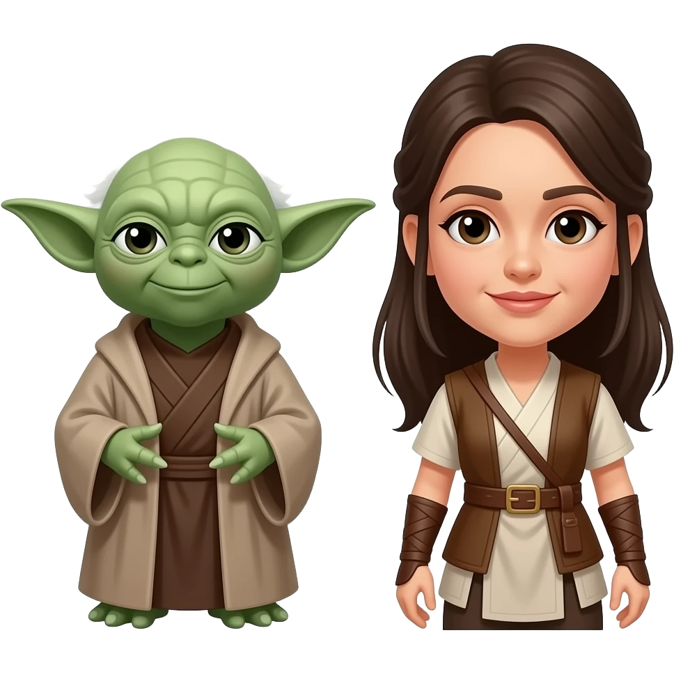 Yoda and a female apprentice emoji