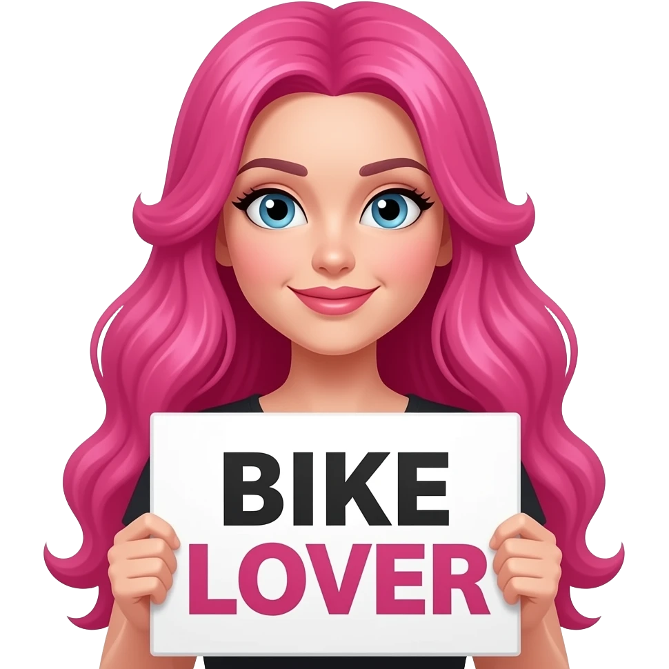 sexy girl with long pink hair holding a BIKE LOVER sign emoji