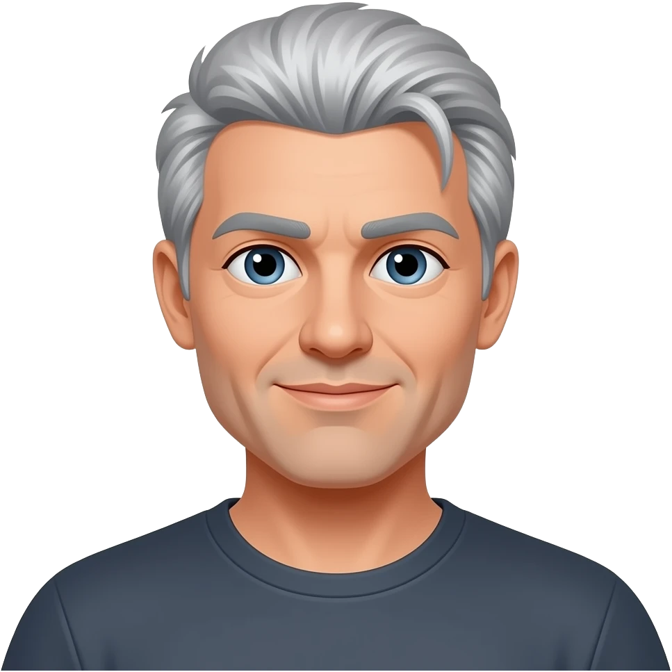 Gray haired man with ponytail emoji