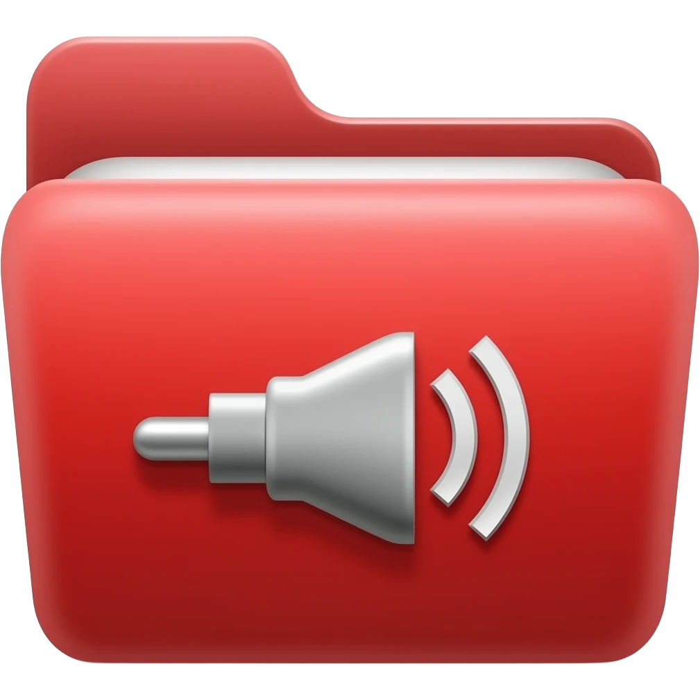 SFX: Red folder with a sound jack/port icon. emoji