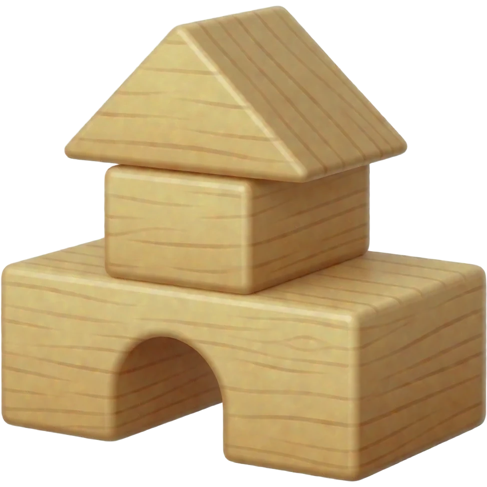 Wooden building block shapes emoji