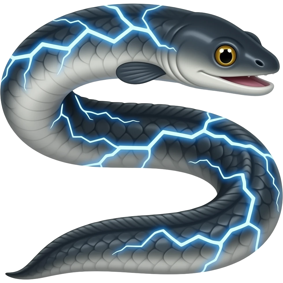 long electric eel with electricity emoji