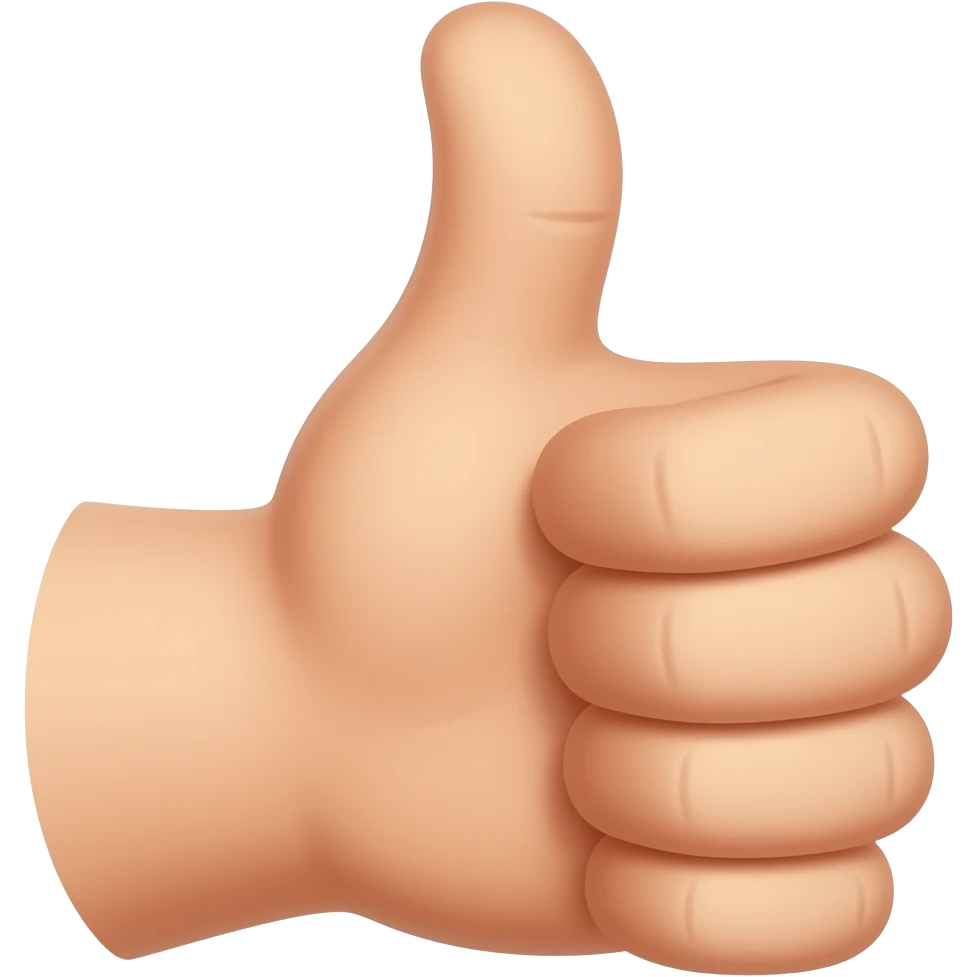Thumbs up emoji with only half a thumb emoji
