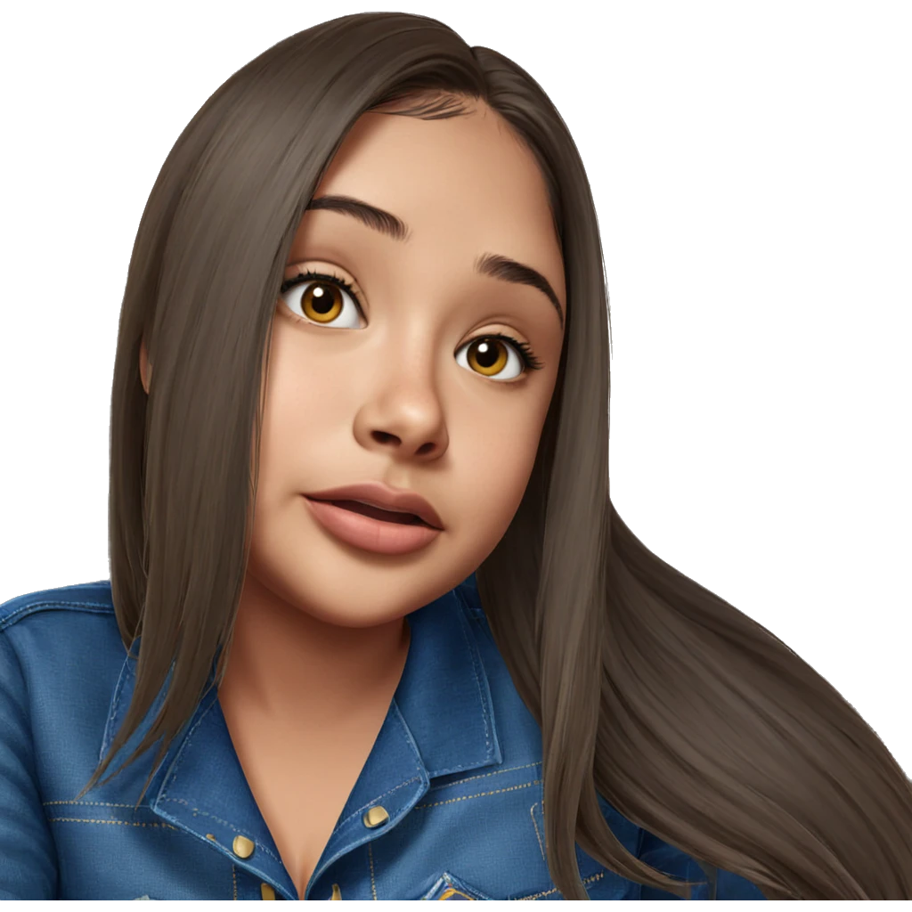 realistic girl in denim jacket emoji
