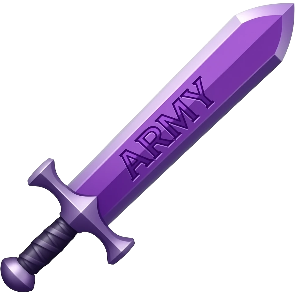 purple sword with word ARMY emoji